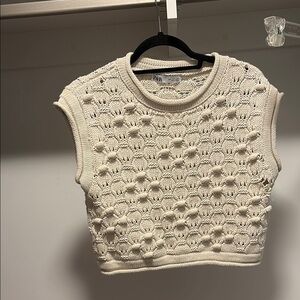 Zara Ivory Textured Sleeveless Knit Top